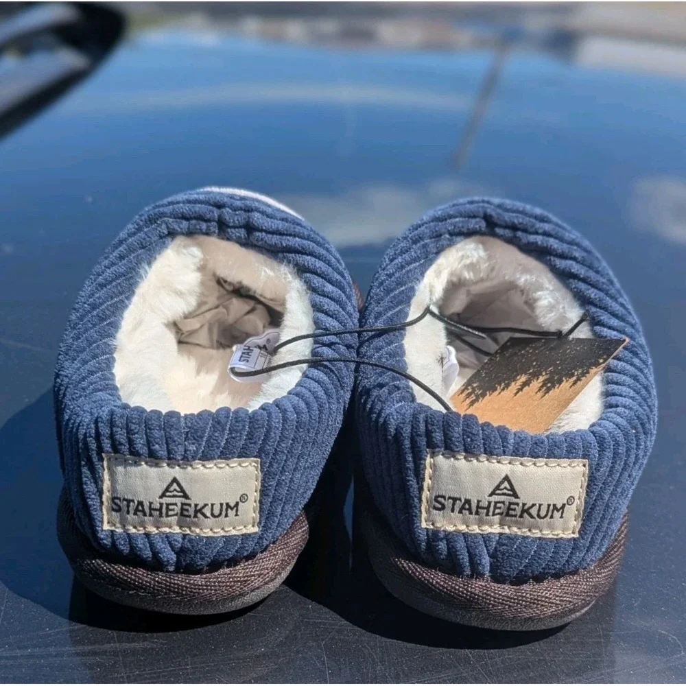 NWT Kids Cozy Corduroy Memory Foam Slippers Striped Staheekum Toddler 10